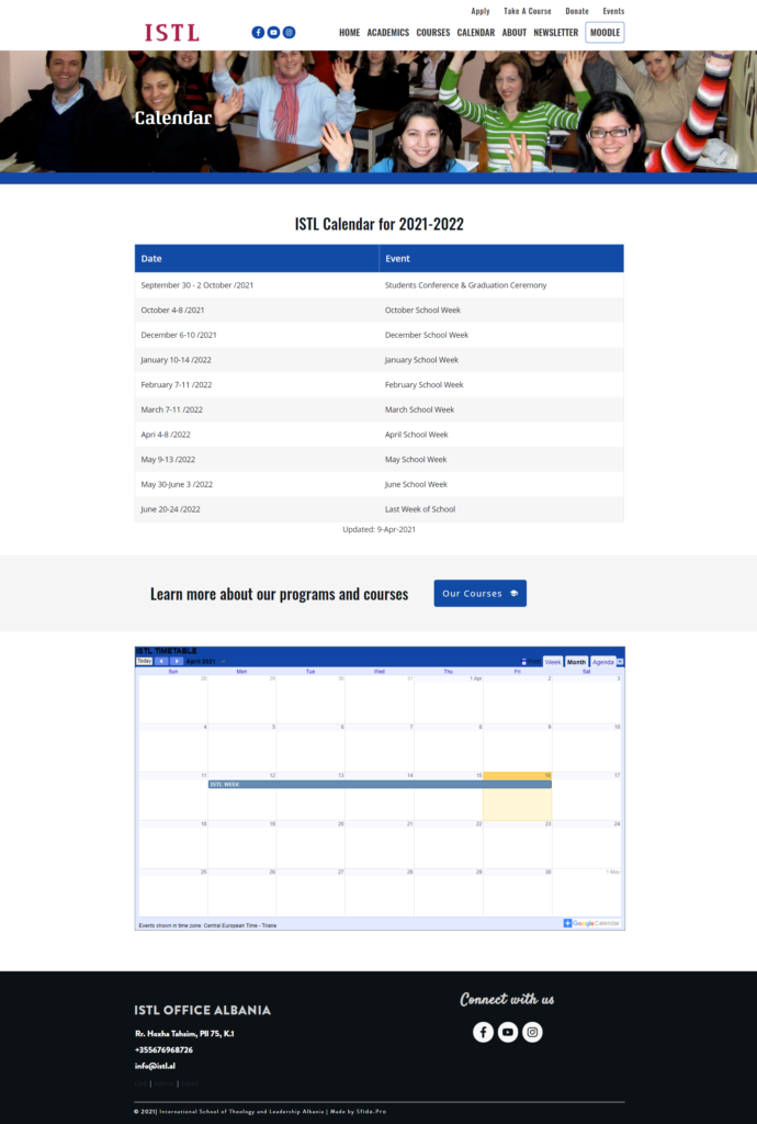 ISTL Albania Calendar ISTL Albania Calendar