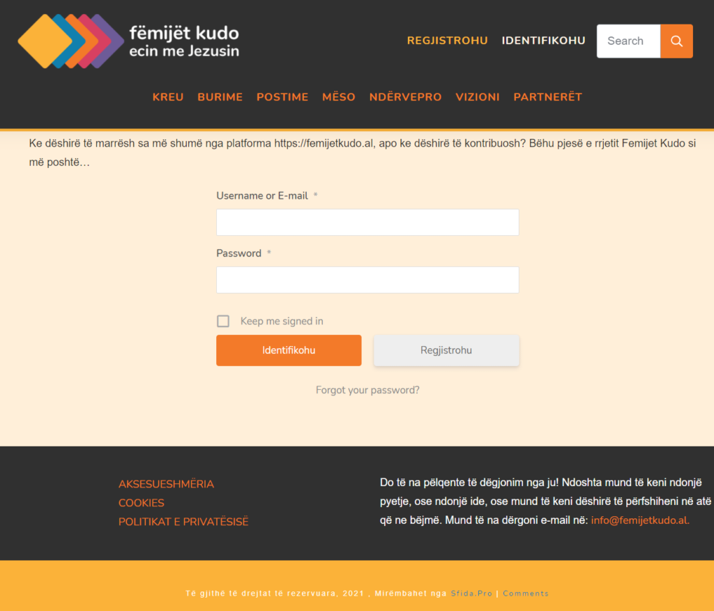 Registration page Registration page