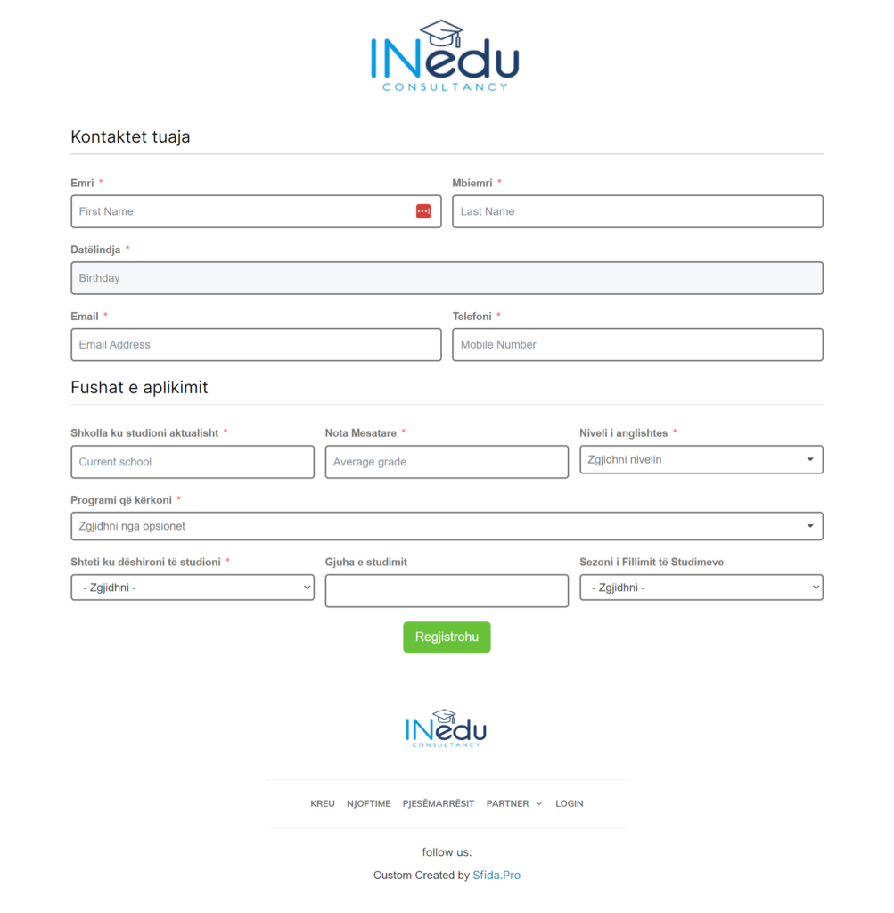 Regjistrohu-në-panair-International-Education-Fair-INedu-Fair-Albania Student Registration Form