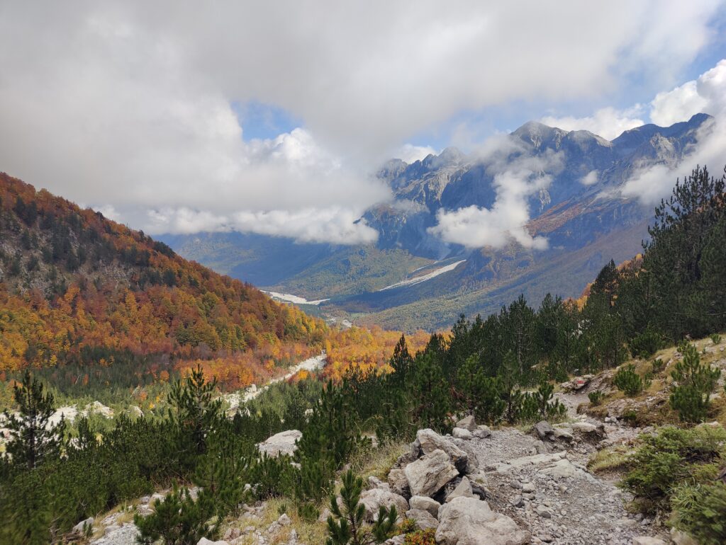 oplus_1048578 Valbona national park valley - mountain top covered by clouds