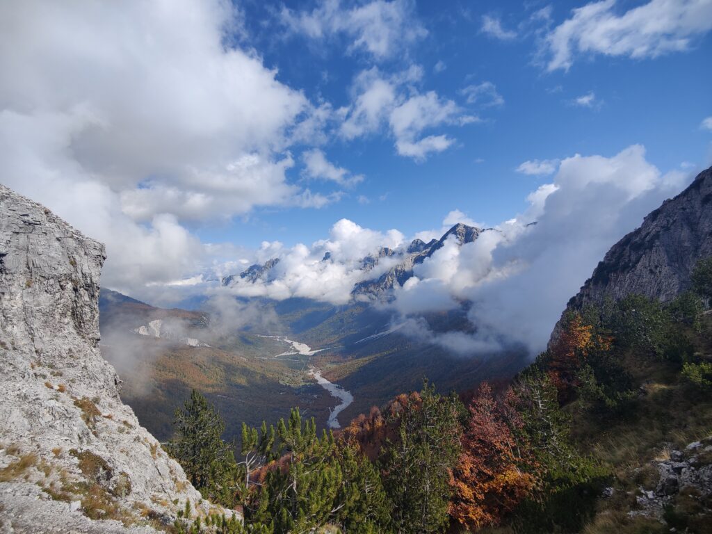 oplus_1048578 Valbona national park valley - mountain top covered by clouds